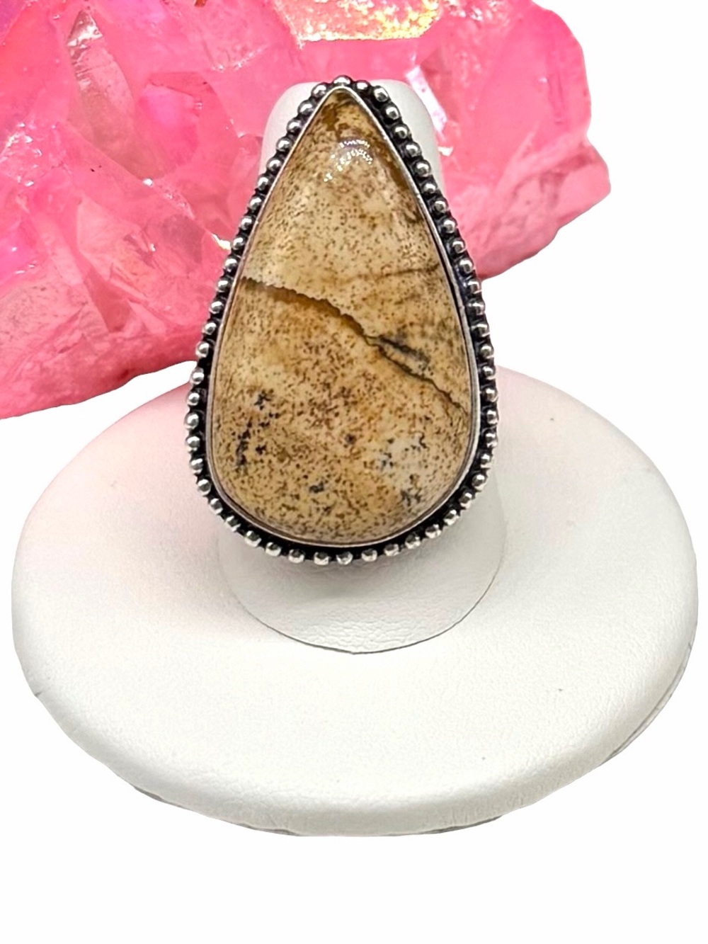 Picture Jasper Ring Size 8.5 925 Sterling Silver Overlay